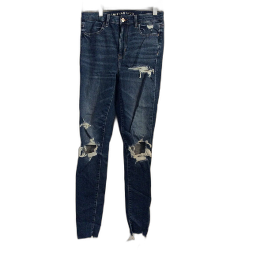 American Eagle Next Level Stretch Super Hi Rise Jegging Destroyed Size 8 X-LONG